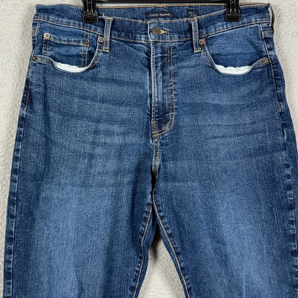 Lucky Brand 412 Jeans Mens 36X30 Blue Athletic Slim Distressed Denim Stretch